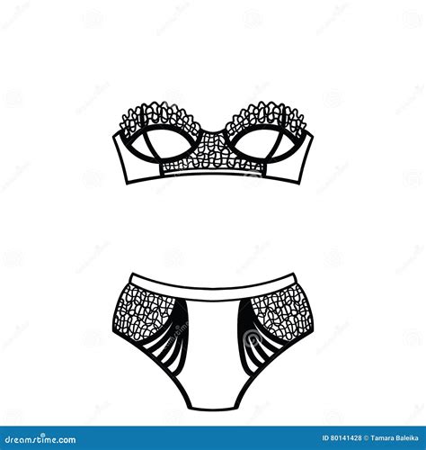 Hand Drawn Lingerie Panty And Bra Set Stock Vector Illustration Of Lacy Clothing