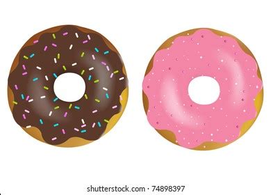 Cartoon Colorful Tasty Donut Whole Bitten Stock Vector Royalty Free