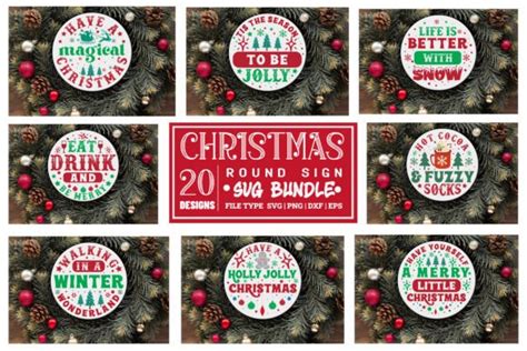 Christmas Round Sign Svg Bundle Graphic By Moslem Graphics Creative