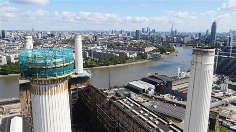 dismantling of battersea power station chimneys begins