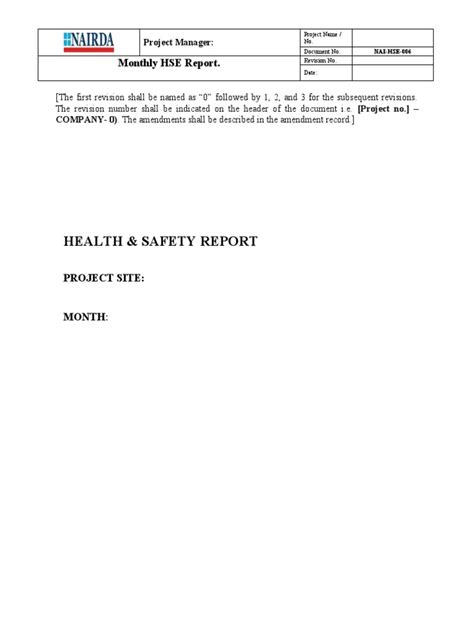 Nai Hse 006 Hse Monthly Report Pdf Personal Protective Equipment Occupational Safety And