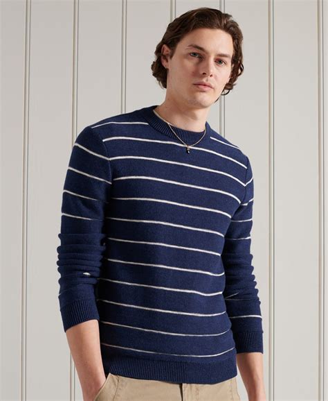 Mens Cali Surf Stripe Crew Jumper In Patriot Blue Stripe Superdry