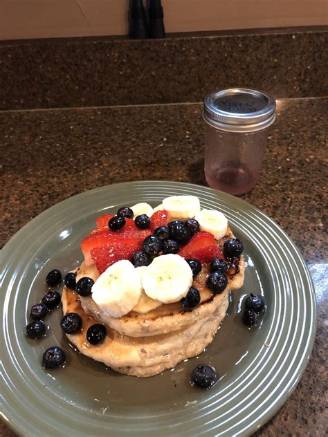 Wheat Germ Pancakes With Homemade Wild Violet Syrup R Veganfoodporn