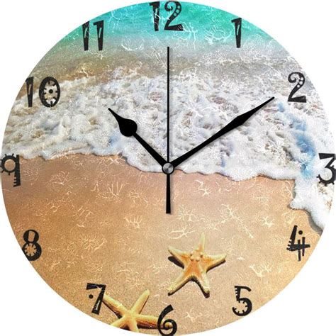 Bestwell Summer Beach Shells Wall Clock Silent Non Ticking Inch