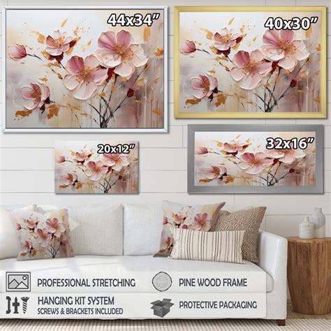 DesignArt Pink And Beige Black Flower Wave Fusion On Canvas Print Wayfair