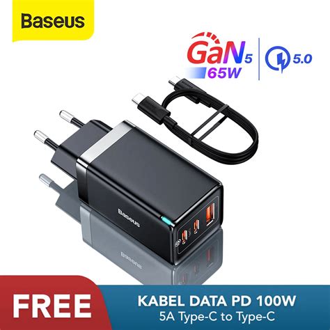 Kepala Charger Baseus GaN5 Pro Fast Charger 2C U 65W EU Black KiiP