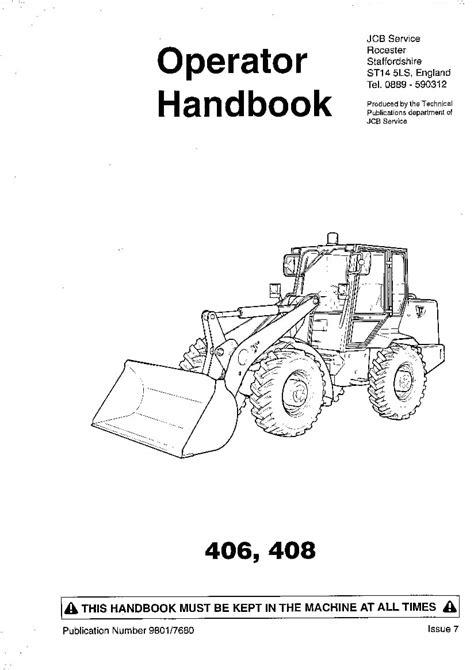 JCB 406, 408 Wheeled loading Shovel Operation and Maintenance Manual ...