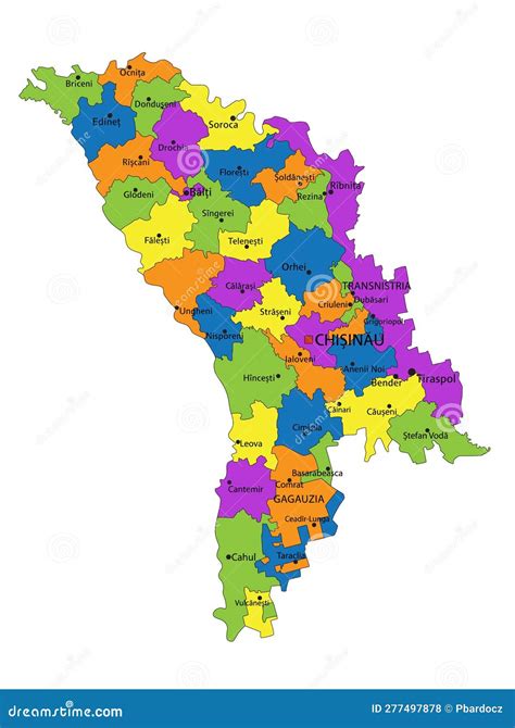 Colorido Mapa Político Moldavo Con Capas Claramente Separadas