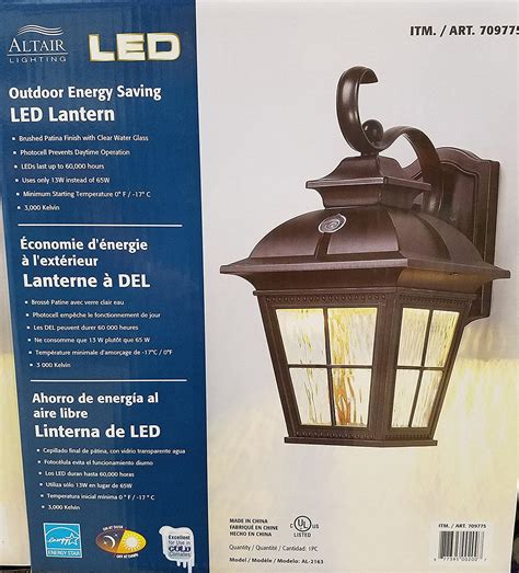 Altair Outdoor Electric Led Lantern Energy Saving Brushed Patina Finish With Clear Glass