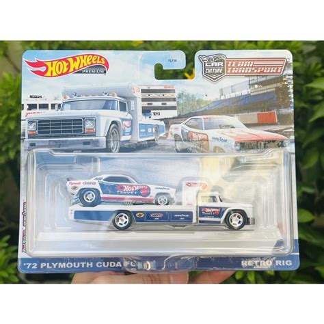 Hobby Store xe mô hình Hot Wheels Team Transport 72 Plymouth Cuda FC Retro Rig Shopee Việt Nam