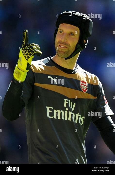 Arsenal Goalkeeper Petr Cech Celebrates Victory After The Final Whistle