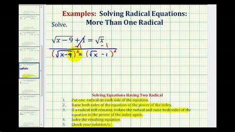 Ex 6 Solve Radical Equations Two Square Roots Youtube