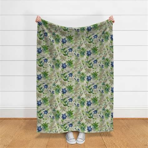 Alpine Flowers Gentian Edelweiss Fabric Spoonflower