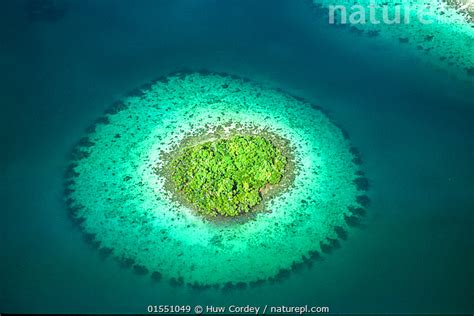 Stock photo of Aerial view of small coral island, Western Provinces ...