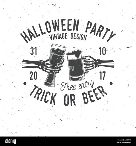 Halloween Party Trick Oder Bier Vektor Halloween Retro Abzeichen