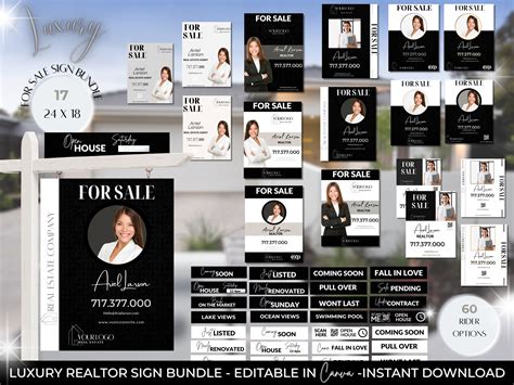 Real Estate Yard Sign Template, for Sale Sign, Luxury Property Sign, Realtor Sold Sign, Just ...