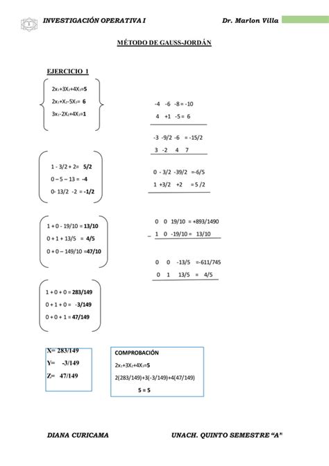 Método de gauss jordán PDF