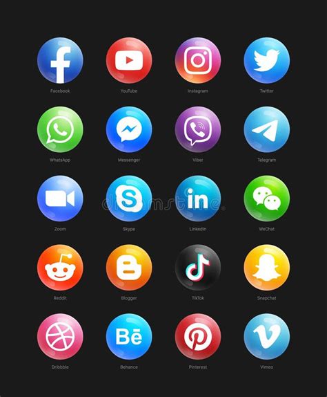 Social Media Modern D Web Icons Set Vector Editorial Photo