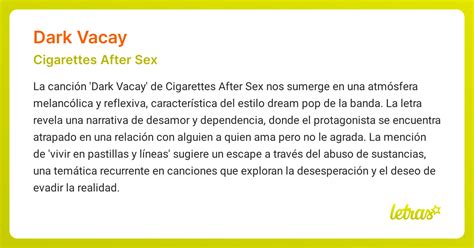 Significado De La Canción Dark Vacay Cigarettes After Sex Letrascom