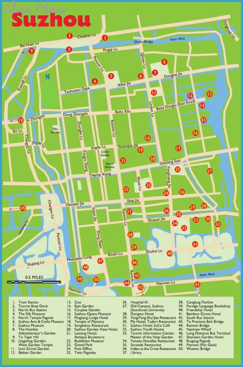 Suzhou Map Tourist Attractions - TravelsFinders.Com