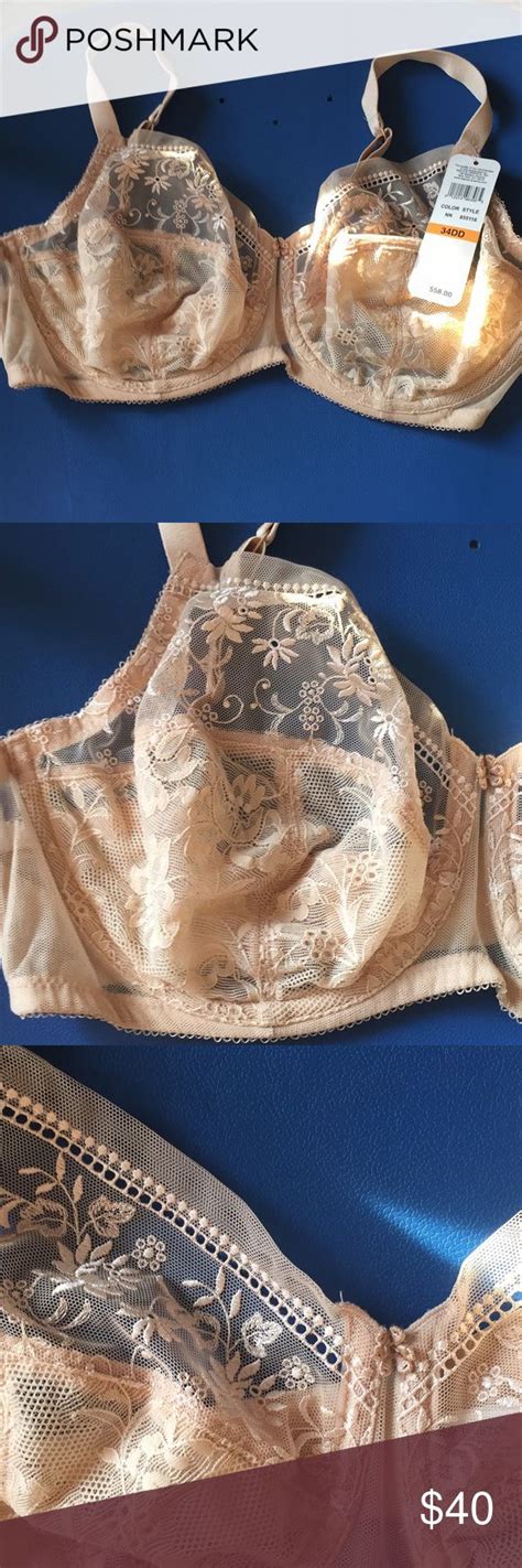 Wacoal Nude Floral Lace Bra New Snaps In The Back Underwire In Nude