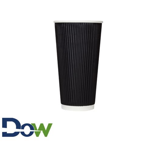 16oz Sleeveless Ripple Paper Hot Cups Black 500 Case Distribution Of The West