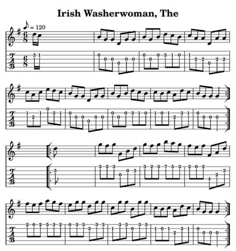 The Irish Washerwoman Easy Tin Whistle Notes Irish Folk Songs