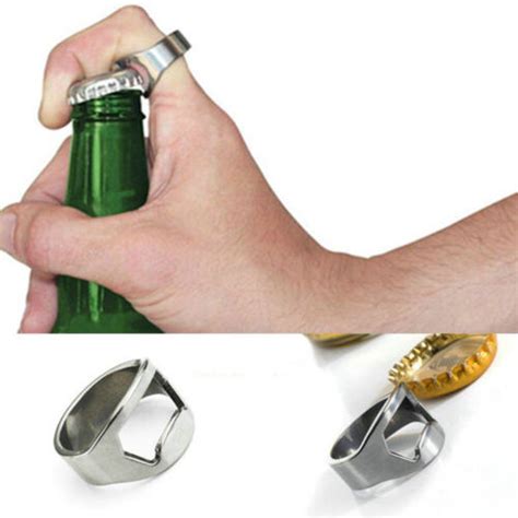 Tool Jars Lid Remover Stainless Steel Beer Bottles Opener Finger Ring