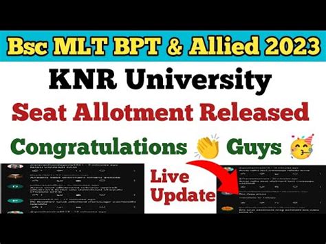 Good News Bsc MLT BPT Allied 2023 Seat Allotment Released Knruhs