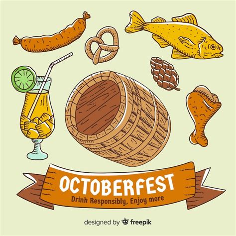 Fondo De Oktoberfest Dibujado A Mano Con Elementos Vector Gratis