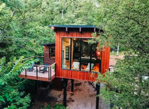 Stunning Modern Treehouse With Giant Windows Hot Tub And Beautiful