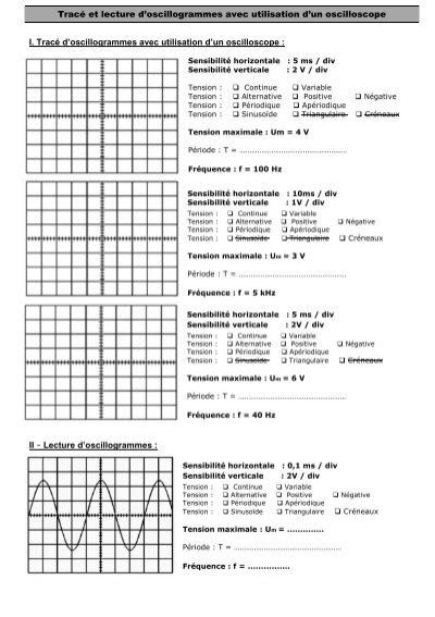 TracÃ et lecture d oscillogrammes avec utilisation d un oscilloscope I