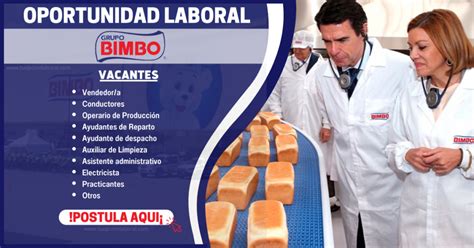 EMPRESA BIMBO APERTURA NUEVAS VACANTES LABORALES EN DISTINTAS AREAS