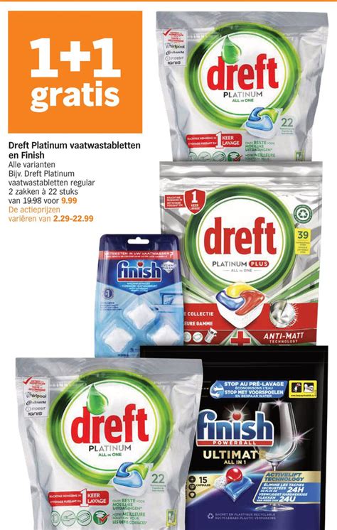 Dreft Platinum Vaatwastabletten En Finish Aanbieding Bij Albert Heijn