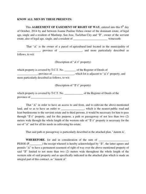 Easement Of Right Of Way Pdf Easement Land Lot