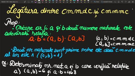 Legatura Dintre Cmmdc Si Cmmmc Clasa A A Teorie Exercitii Invata