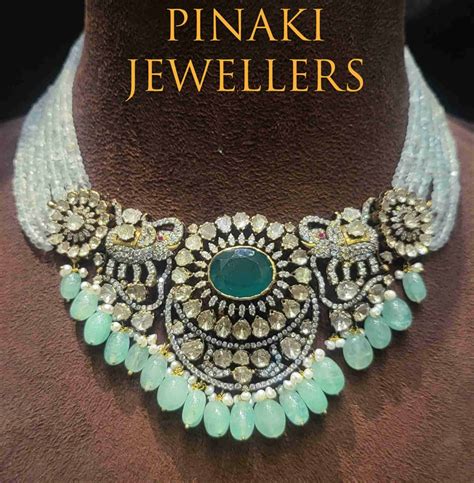 Emerald Beads Necklace With Polki Pendant Indian Jewellery Designs