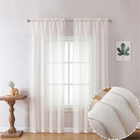 Amazon OWENIE Natural Linen Blend Sheer Curtains 72 Inches Long 2