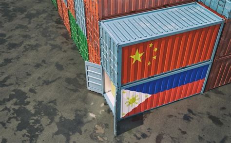 Premium Photo Freight Containers With China And Philippines Flag