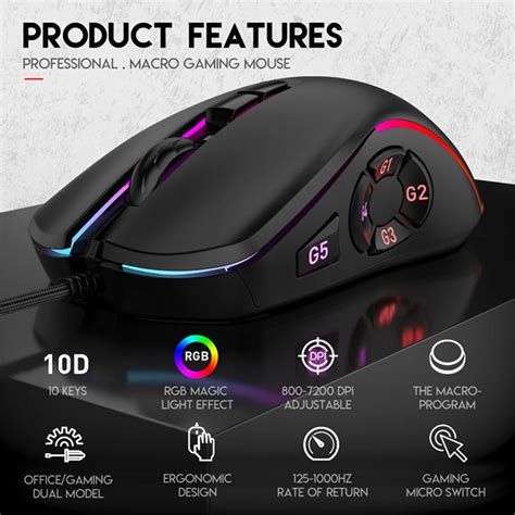 Mouse Óptico Programável Usb Mouse Fio Para Jogos De Computador 4