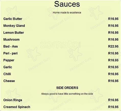 Menu at The Goodies Restaurant, Kempton Park