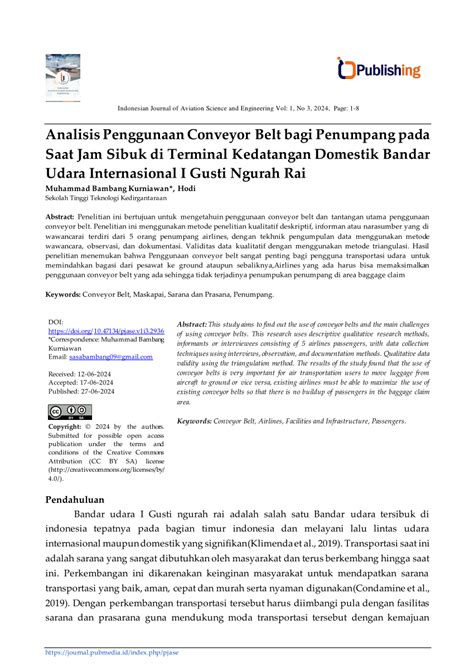 PDF Analisis Penggunaan Conveyor Belt Bagi Penumpang Pada Saat Jam