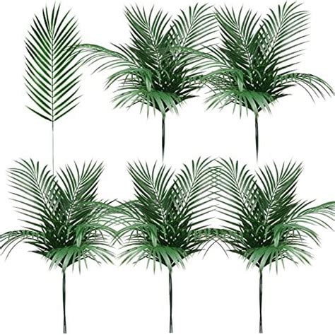 Amazon 8 Pcs Artificial Areca Palm Leaves Stems Greenery Tropical