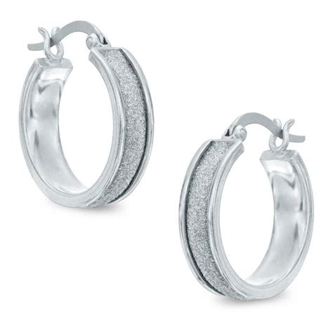 Mm Glitter Hoop Earrings In Sterling Silver Hoops Earrings