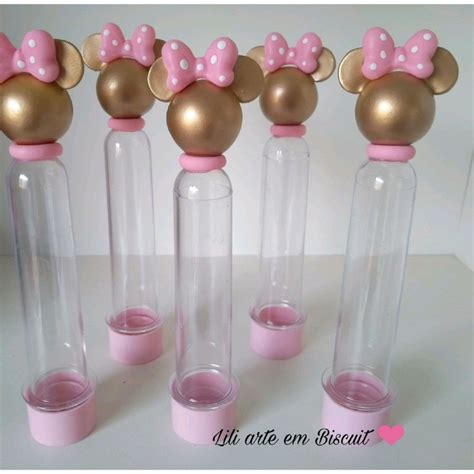 Tubete Minnie Rosa E Dourado Kit 10 Unidades Elo7