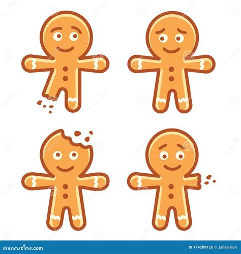 Gingerbread Man Isolated Characters Stock Vector Illustration Of