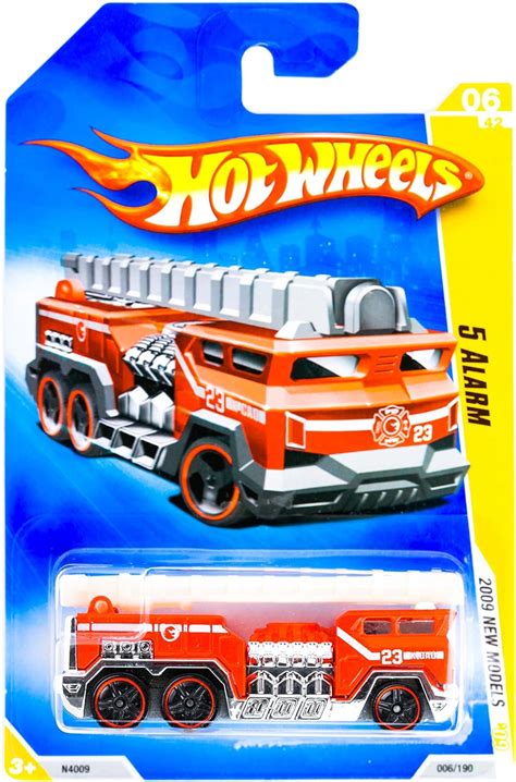 Amazon Hot Wheels 2009 New Models 5 Alarm Red Fire Truck Engine With Ladder Toys Games
