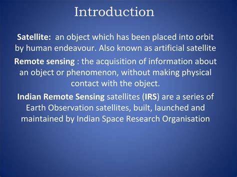 Indian Remote Sensing Satellites Ppt