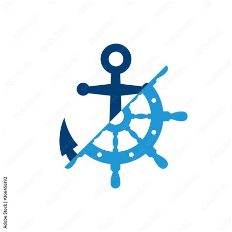 Logotipo Estilo Nautical Icono Plano Tim N Y Ancla Divididos Por La