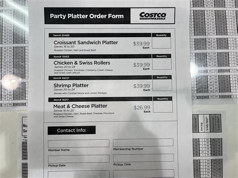 Costco Deli Tray Menu